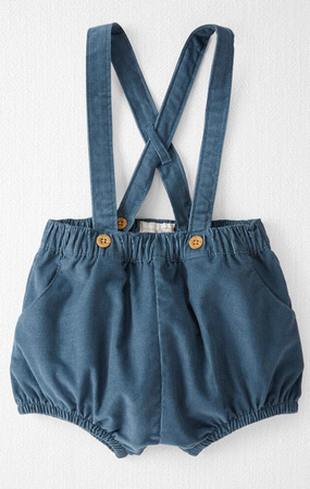 Blue Bubble Shorts w/Suspenders- 6 months