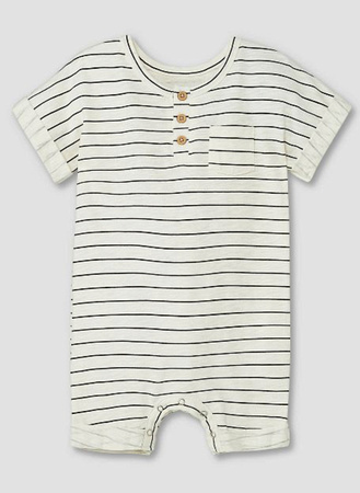Ivory and Gray Striped Romper- 3-6 months