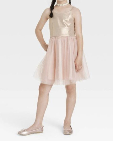 Blush and Gold Shimmer Dress- Size 4/5 & 6/6X