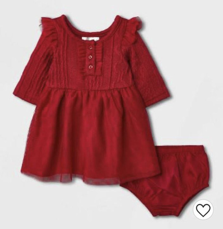 Red Sweater Dress w/Tulle- 12 months