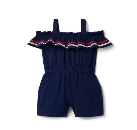 Navy w/Red and White Trim Romper- 6-12 months