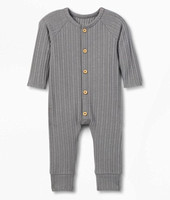Gray Ribbed Romper- 6-9 months