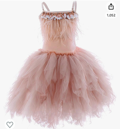 Peach Tulle Dress- Size 6-7 years (adjustable straps and stretchy bodice)