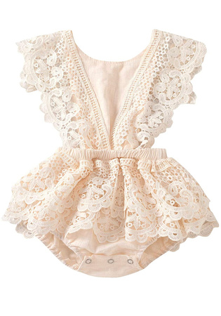 Ivory Lace Romper- 6-12 months