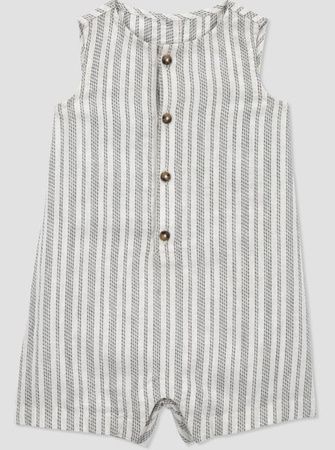 Sage & White  Striped Jumpsuit- Size 6 months